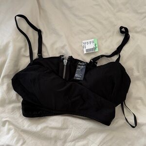 Black Padded Bralette with back Zip